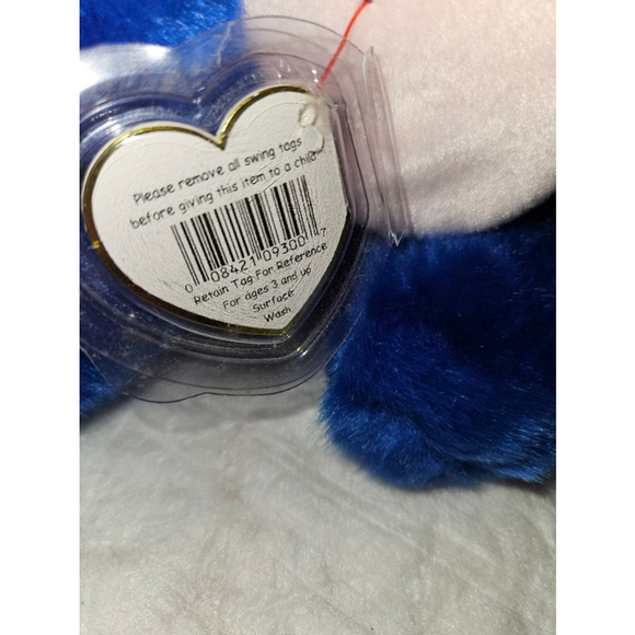 Rare Ty Beanie Baby Plush Toy Peanut the Royal Elephant Blue NEW - Picture 10 of 13